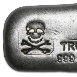 1 oz Hand Poured Silver Bar - PG & G (Skull & Bones)
