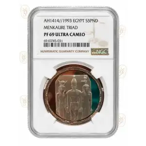 1993 EGYPT SILVER 5 POUNDS MENKAURE TRIAD NGC PF 69 ULTRA CAMEO