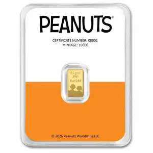 1/2 gram Gold Bar - Peanuts® Its The Great Pumpkin 60th Anniv.