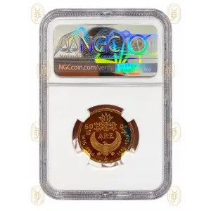 This 1994 (AH1415) Egypt 50 Pounds gold coin, certified PF63 Ultra Cameo by NGC (cert. 8477513-043), depicts Seth from ancient Egyptian mythology. Struck in gold with cameo proof surfaces, it is an intriguing example of modern Egyptian commemorative coina